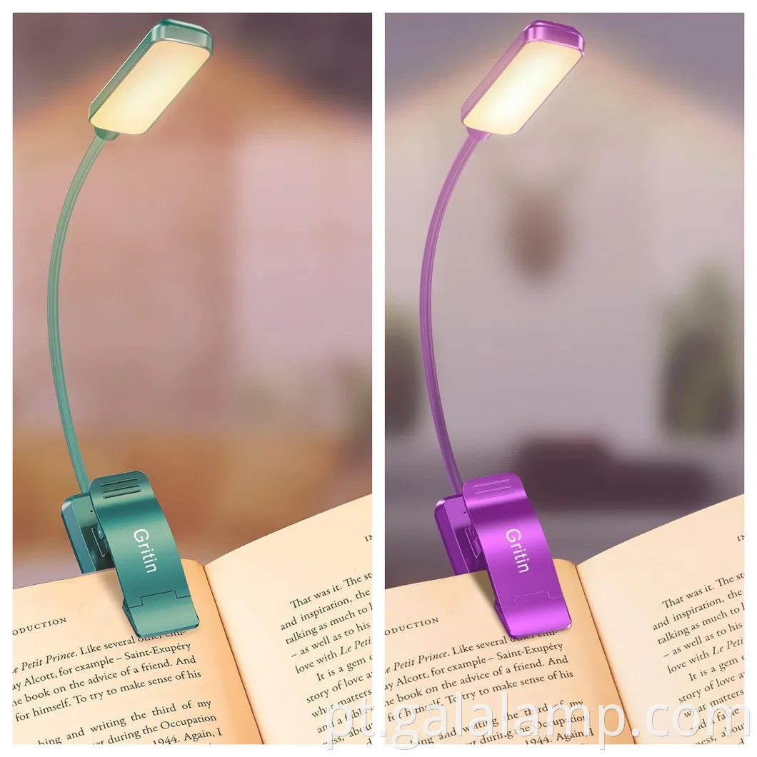 Luz de livro recarregável com o olho de 3 temperaturas de cores e escurecimento por escâncora